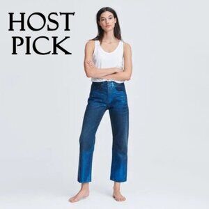 NWOT Rag & Bone high rise blue foil ankle straight jeans 28